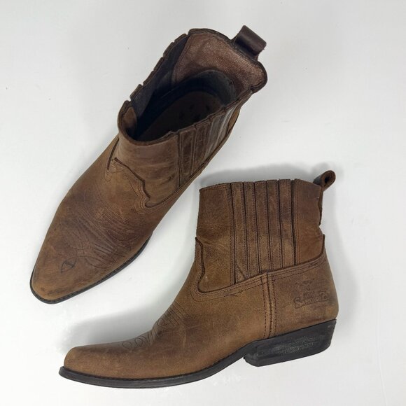Joe Sanchez Brown Leather Ankle Cowboy Boots EU 37 - Picture 1 of 8